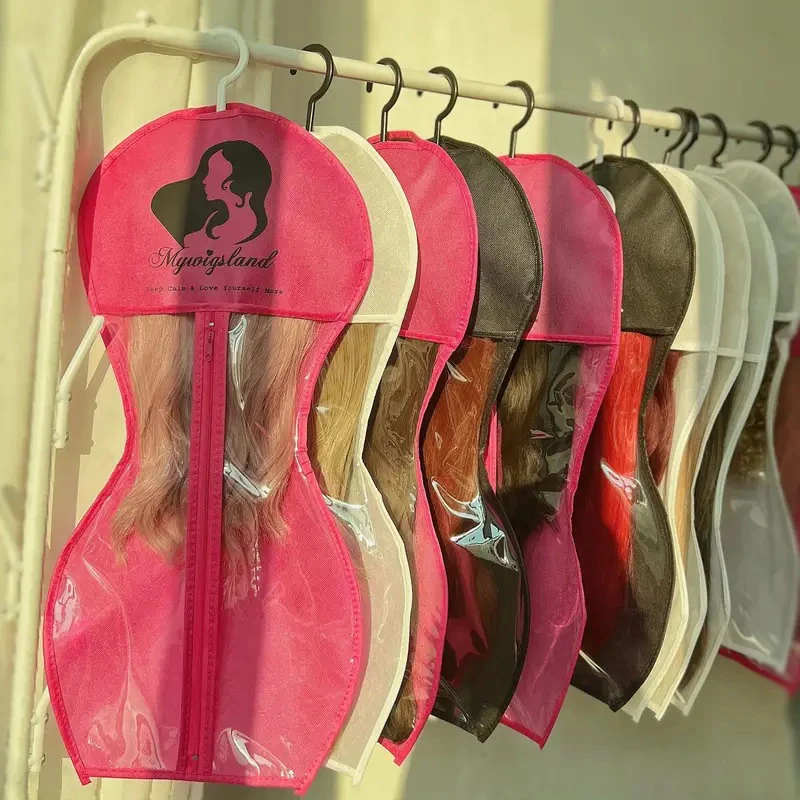Wig Storage Bag With Hanger Dustproof Portable With Zipper Wig Showcase Bag Foldable For Multiple Wigs & Accessories Unisex