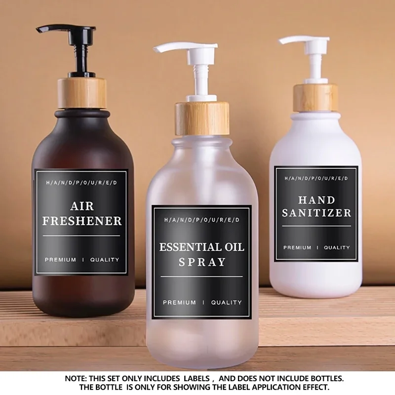Soap Dispenser Bathroom Labels Sticker Set 12 Pcs Soap Dispenser Waterproof Labels Bathroom Jar Storage Label Shower Shampoo Lotion Conditioner Bottle Stickers