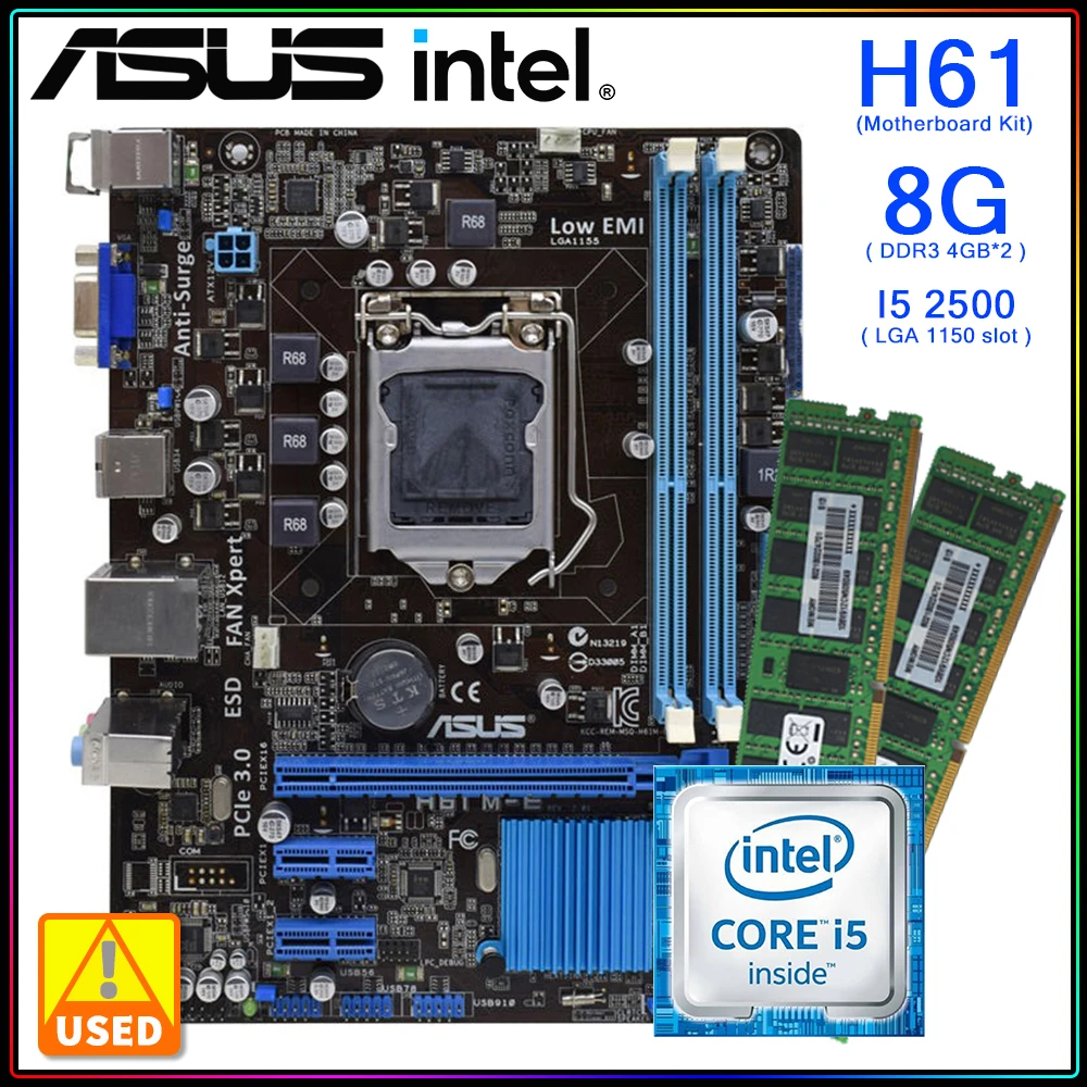 ASUS H61M-E and Core I5 2500 DDR3 4Gx2 CPU With Motherboard Kit LGA ...