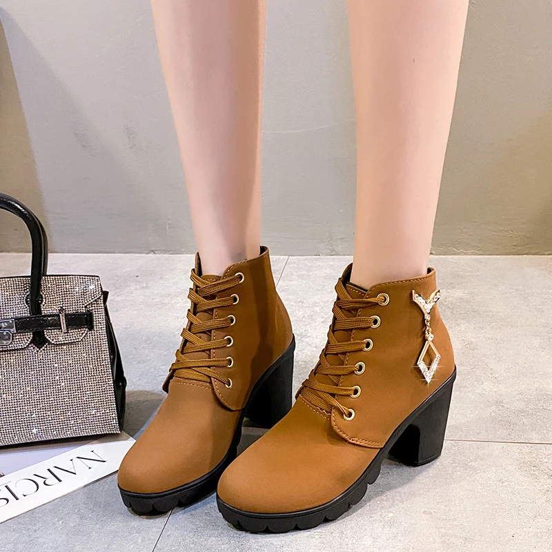 2022-New-Spring-Winter-Women-Pumps-Boots-High-Quality-Lace-up-European ...