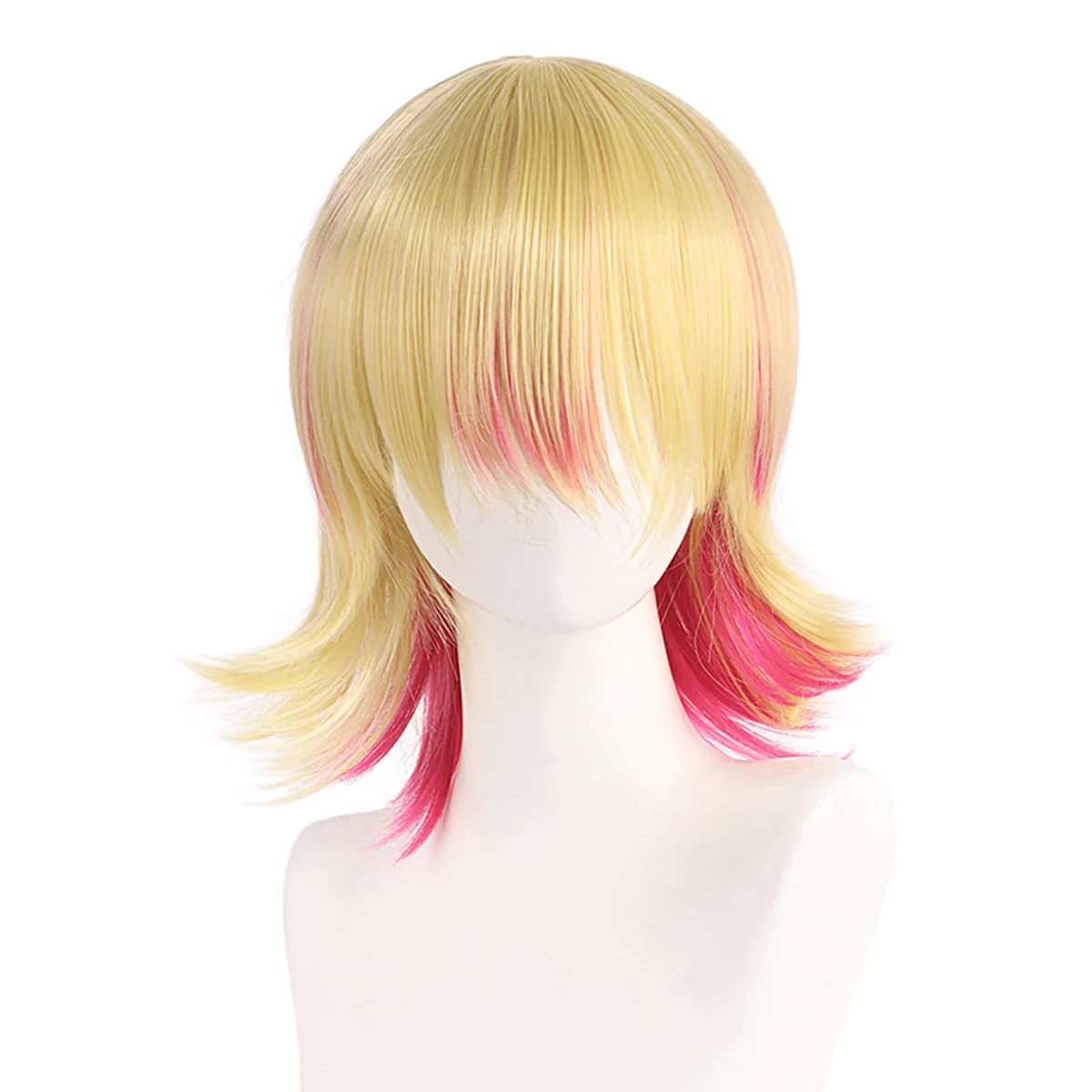 Parrucca cosplay sintetica Capelli biondi corti Code doppie Costume anime Gioco di ruolo per feste Carnevale Halloween Dress Up Resistente al calore - immagine 3