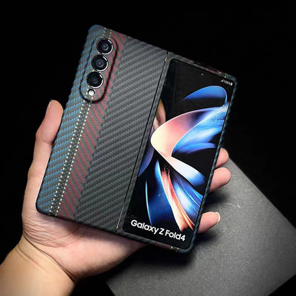 Commercial Kevlar Real Carbon Fiber Phone Case For Samsung Galaxy Z Fold 5/ Fold 4 Ultra-Thin Aramid Fiber Shockproof Cover