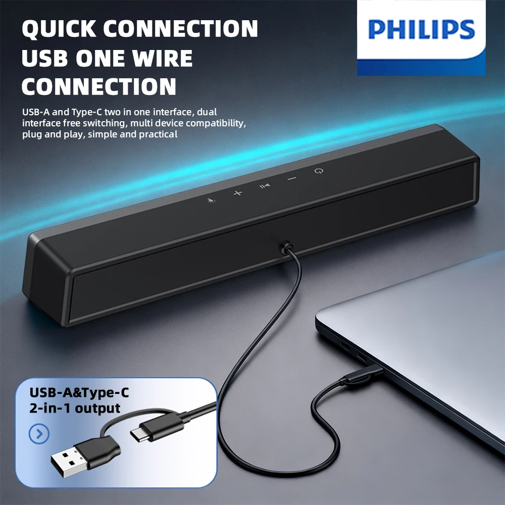 فيليبس السلكية المتكلم USB خط مضخم الصوت مع RGB ضو...