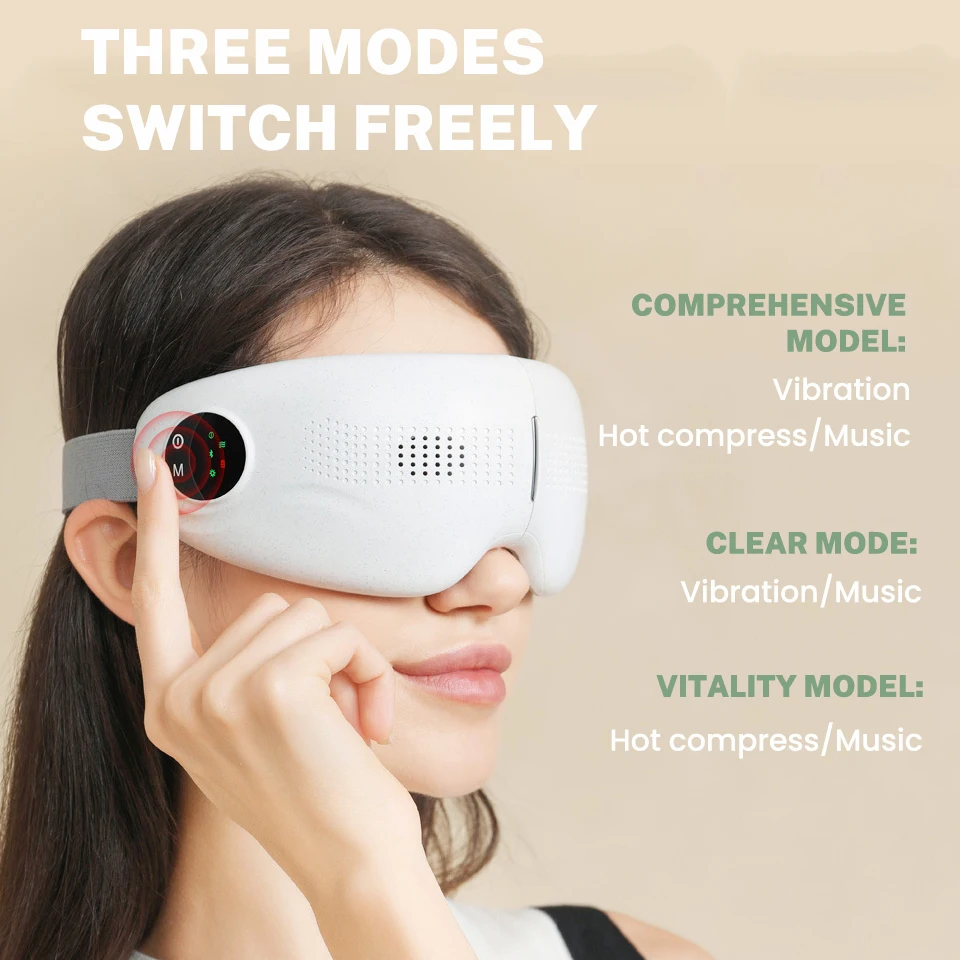 Intelligent vibration heating eye mask with Bluetooth for music playback, eye massage for relaxation and improvement of sleep fineblue f1 bluetooth 5 0 headphones clip on wireless headphone cable retractable earphone music headsets vibration alert hands free with mic multi point connection
