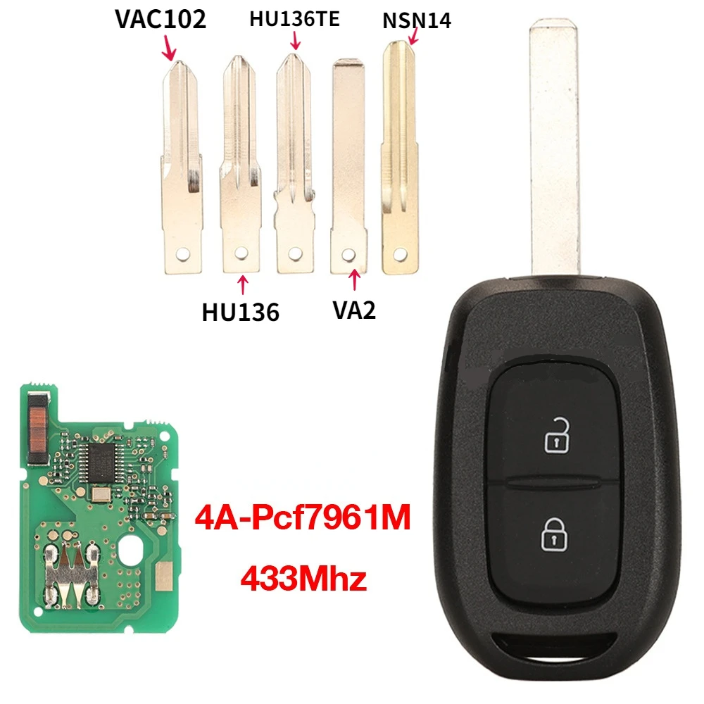 Remote Car Key 433mhz PCF7961M 4A for Renault Sandero Dacia Logan Lodgy Dokker Duster Trafic Clio4 Master3 VAUXHALL VIVARO yiqixin smart remote car key 2b for renault sandero symbol trafic dacia logan lodgy dokker duster clio4 master3 433mhz pcf7961m