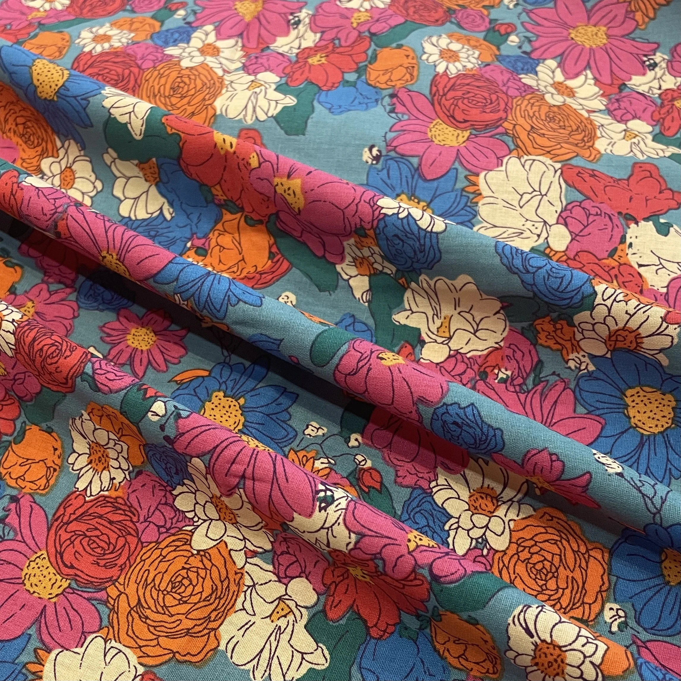 Abstract Retro Flower Cotton Poplin 40S Tissun Liberty Fabric Kids Baby Sewing Cloth Dresses Skirt DIY Handmade Patchwork cotton fabric,cotton poplin fabric