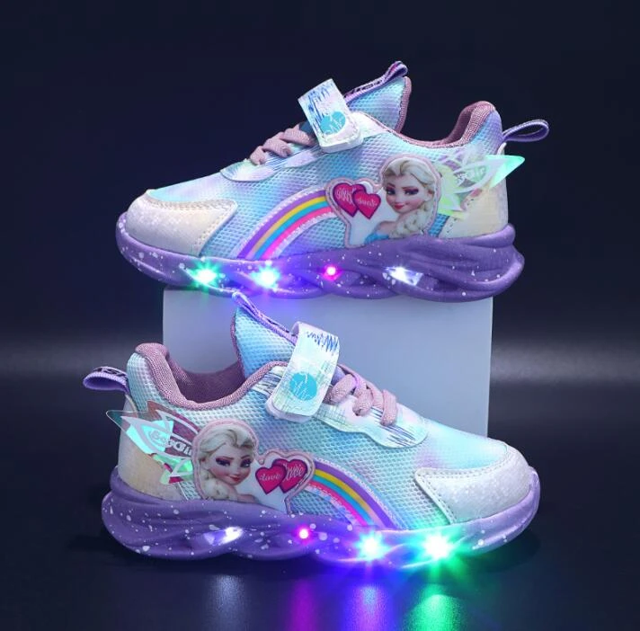 Disney zapatillas de deporte informales LED para zapatos antideslizantes para de Elsa de Frozen| - AliExpress