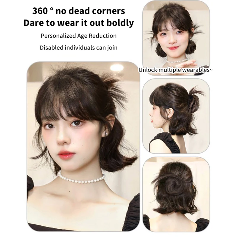 Synthetic Hair Bun Curly Wig Gripping Clip Meatball Head Elastic Ponytail Hair Extensions Scrunchy False Pieces For Women