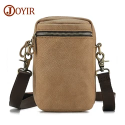 JOYIR Genuine Leather Men's Waist Packs Phone Pouch Bags Waist Bag Male Small Crossbody Belt Bum Bag for Hiking Running Travel
