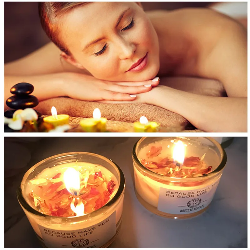 Romantic Natural Rose petal Scented Candles 30g Soy Wax for Home Decor Stress Relief Bath Gift Christmas party Birthday |