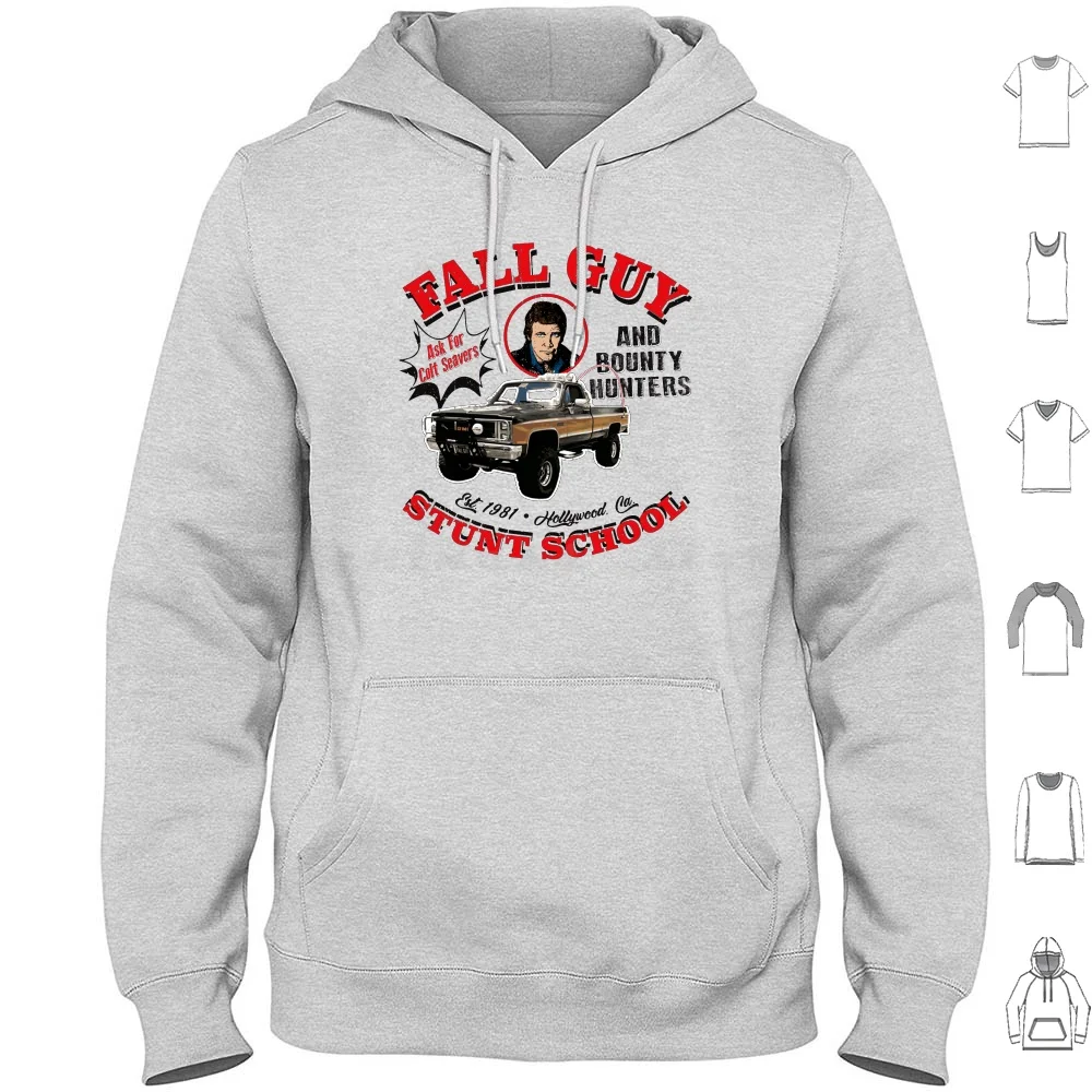 Autunno Guy Stunt School And Bounty Hunters Felpe Con Cappuccio Manica Lunga Anni '80 Tv Show Adventure Bounty Hunters California Gmc