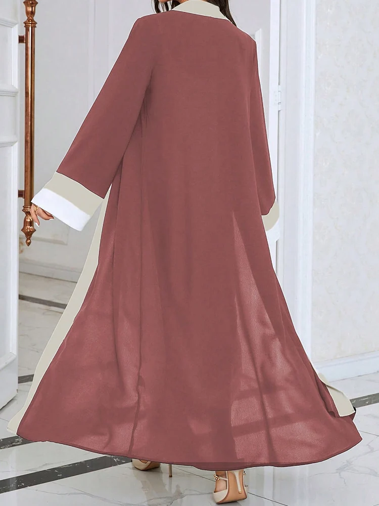 Open Abaya Muslim Long Sleeve Fashion Solid Oversized Arab Dubai Moroccan Kaftan Corban Eid Al Adha Loose Robe