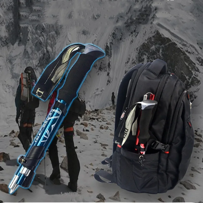Trekking Pole 1 PCS 5 Section Outdoor Fold Trekking Pole Camping Portable Walking Hiking Stick For Nordic Elderly Telescopic Easy Put Into Bag