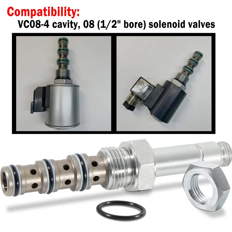 SV08-40-0-N-00 Spool Valve, 4-Way, 3 Gpm, Direct Acting, Suitable for VC08-4 Cavity, 08 (1/2" Hole) Solenoid Valve