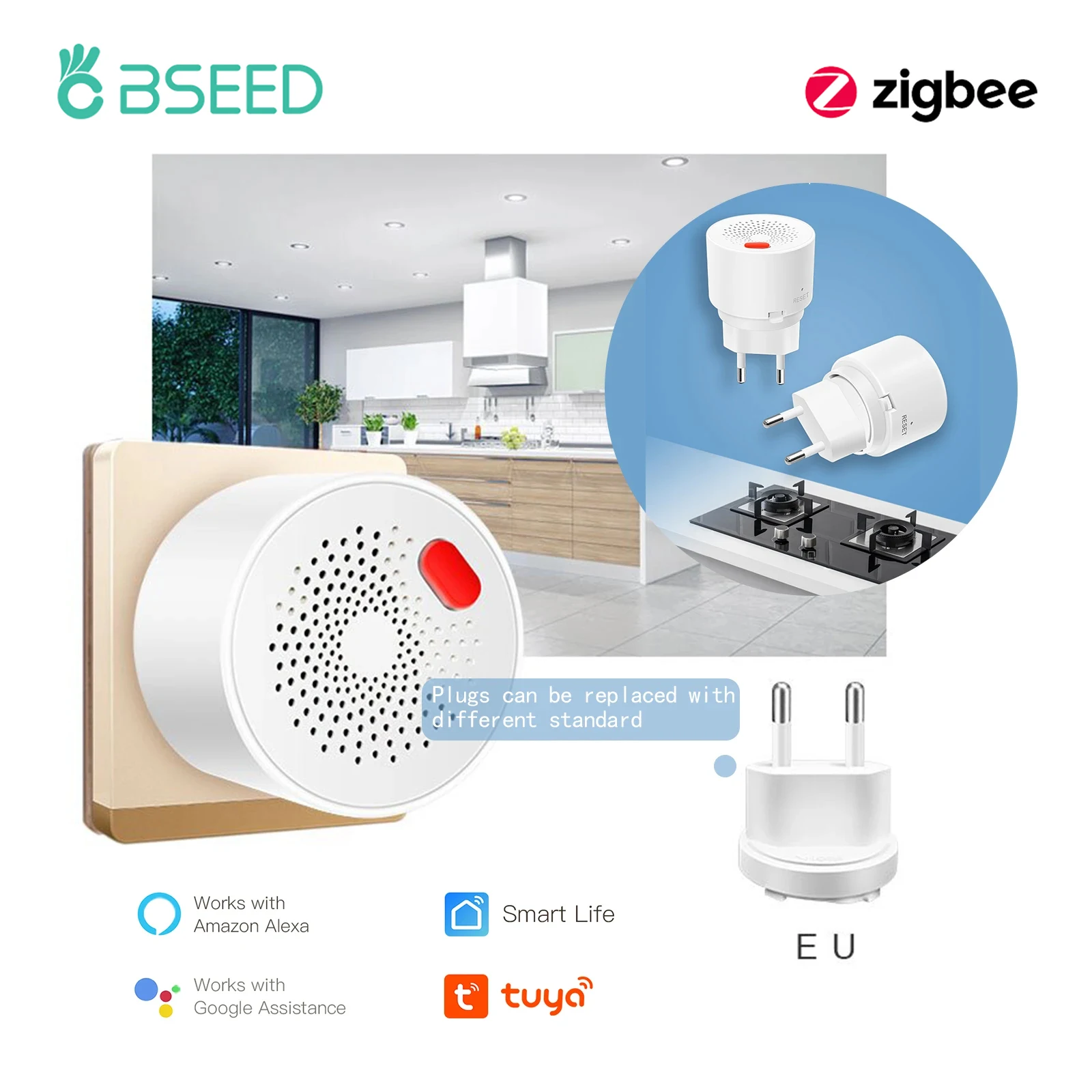 Bseed-zigbee Sensor de Gás Natural Combustível Doméstico Inteligente Detector de Alarme de Gás Glp Sensor de Vazamento Segurança contra Incêndios Smart Home