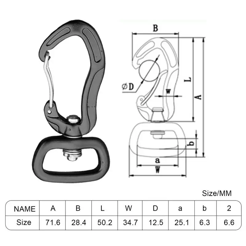 1pc Aluminum Black Red Rotating Swivel Snap Hook Buckle For Weave Paracord Lanyard Backpack Webbing Carabiner Random Color