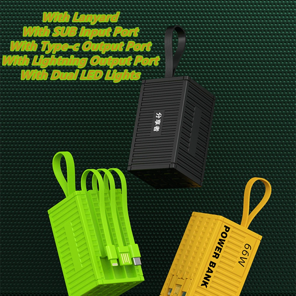 NEW Power Bank 200000 mAh Super Fast Charging 100% Sufficient Capacity Portable Battery For iPhone Samsung With Charging Cable