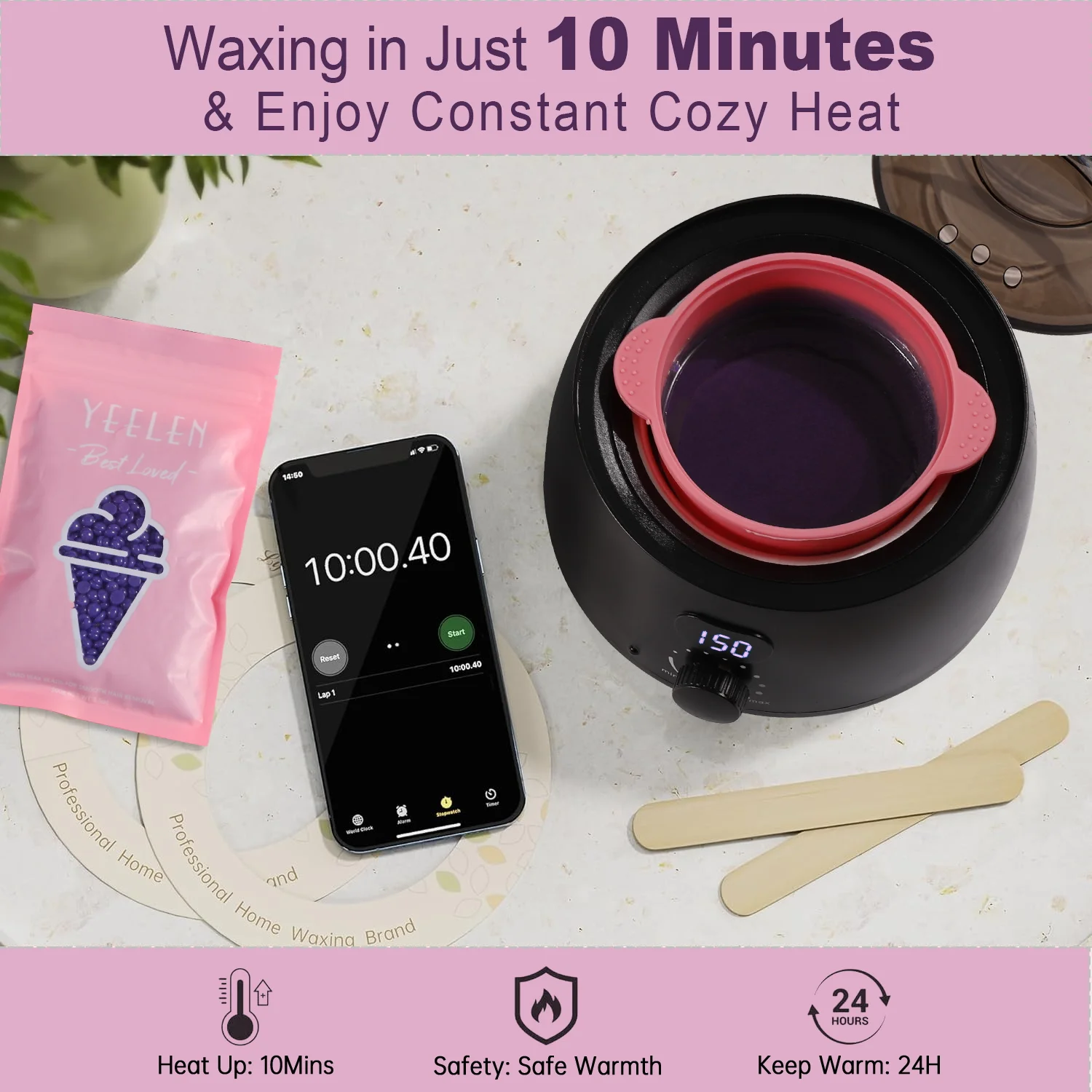 Hair Removal Kit Digital Wax Heater with US Plug Contains 14 oz Hard Wax Beads for Full Body Unisex