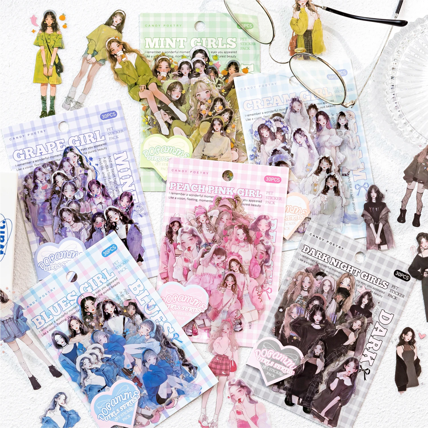 60 Adesivi In PET Per Ragazze – Tema Sole Caldo, Artistici Per Scrapbooking, Diario E Artigianato Fai Da Te