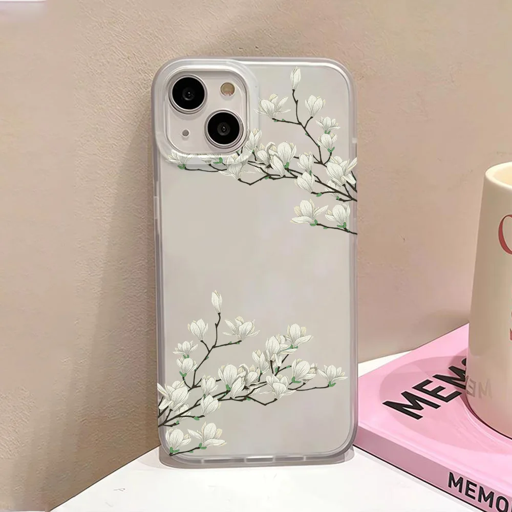 Flower Clear Phone Case For IPhone 16 Pro Case IPhone 13 15 17 11 12 14 Pro Max Plus 12 13 Mini Shockproof Silicone Soft Cover_voghion.com