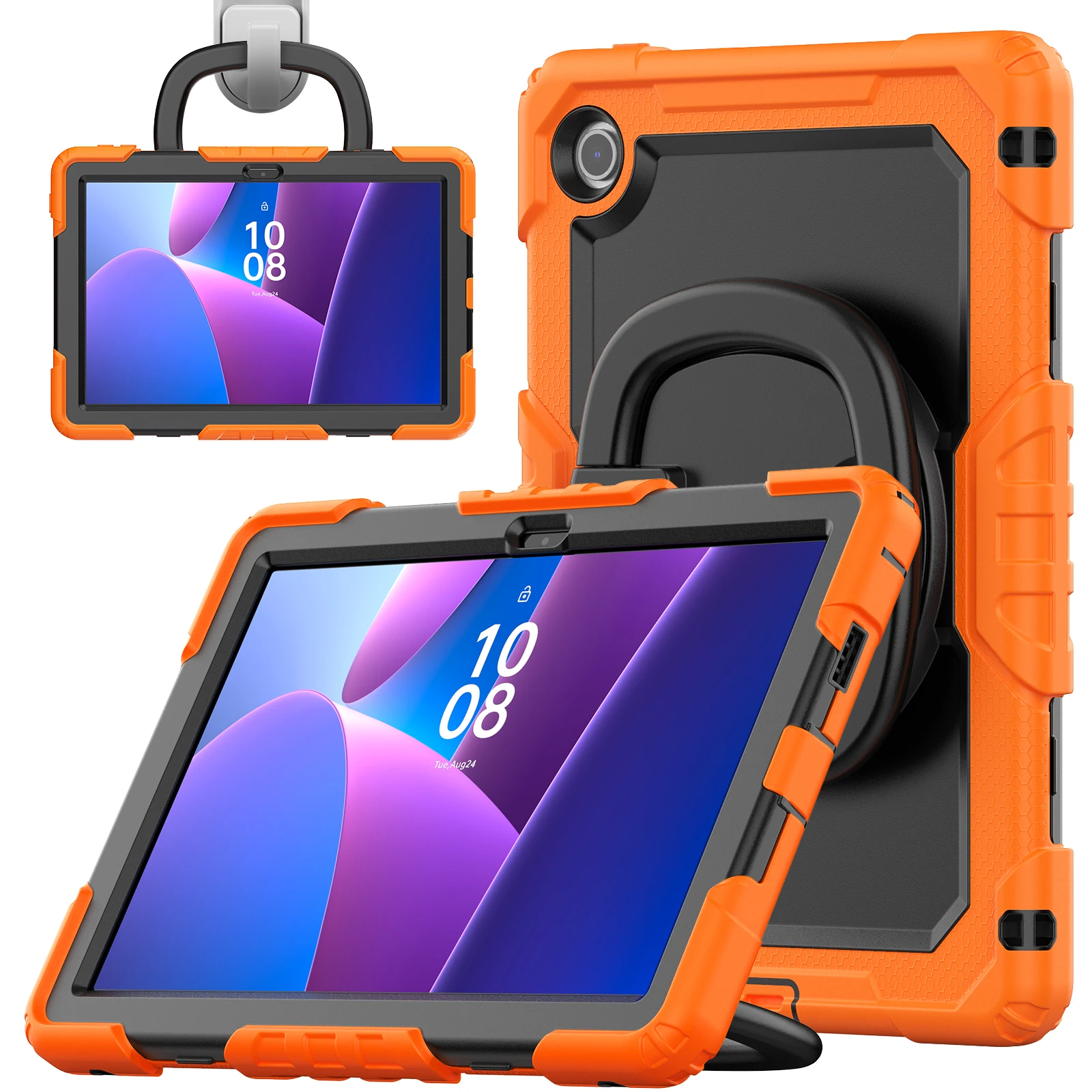 Heavy-Duty Shockproof Tablet Case with 360° Rotatable Bracket, 10.1 Inch