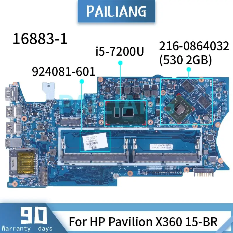 

For HP Pavilion X360 15-BR i5-7200U 530 2GB Laptop Motherboard 924081-601 16883-1 216-0864032 DDR4 Notebook Mainboard