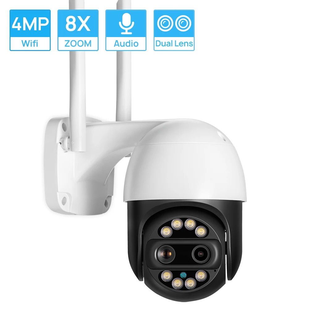 4MP HD PTZ WIFI Camera Dual Lens 8XDigital Zoom Two Way Audio Waterproof Outdoor ICSEE ONVIF Surveillance Wireless IP Camera| | - AliExpress