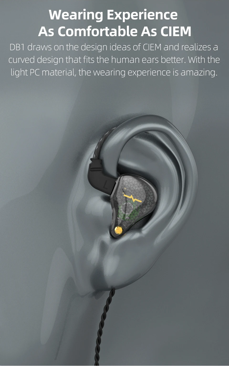 2021 NiceHCK DB1 HIFI In Ear Earphone 10mm Dynamic Music DJ Running Sport IEM Earbud Studio Earplug 0.78mm 2Pin Detachable