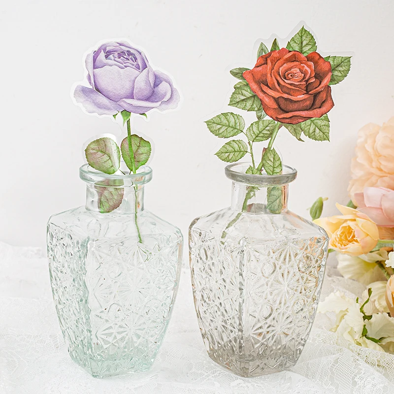 

30 упаковок, оптовая продажа, материал для животных, литературные Красивые розы, коллажи, наклейки большого размера, 6 видов