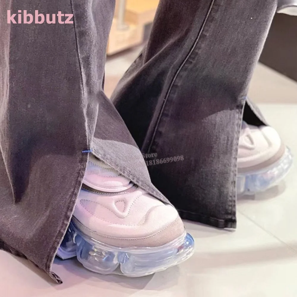 Jelly Transparent Muffin Bottom Sneakers Round Toe Slip-On Mixed Color Hook Loop Fashion Elegant Novelty Concise Women Shoes New