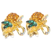 2 Pcs Girl Crystal Women's Miss Hair Pin Diamond Decor Small Claw Clips Hairpin Pineapple 1