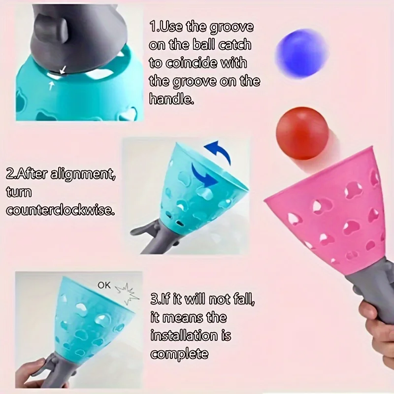 Shooting and Catching Parent-child Interactive Ball Toy 2 Person Shooting and Catching Ball with 2 Capture Launchers and 2 Balls