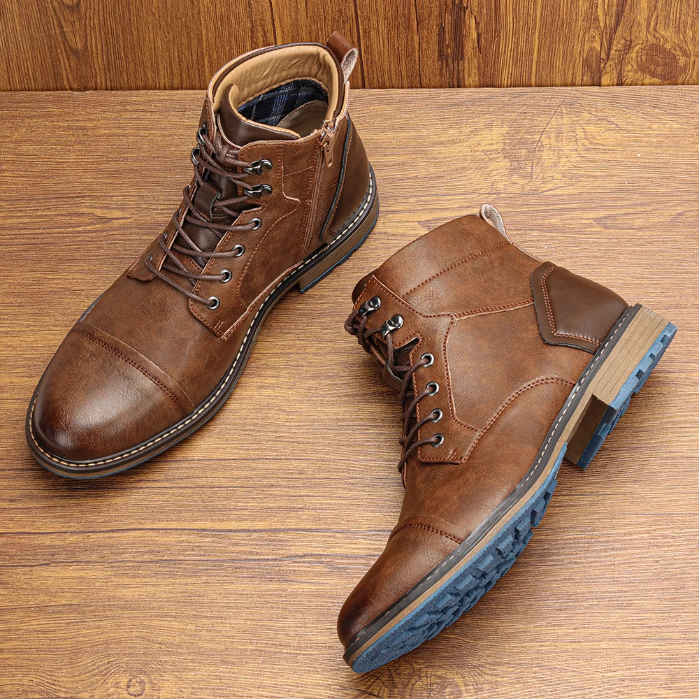 Retro Boots Men Brand 2025 Fashion Comfortable Boots Leather