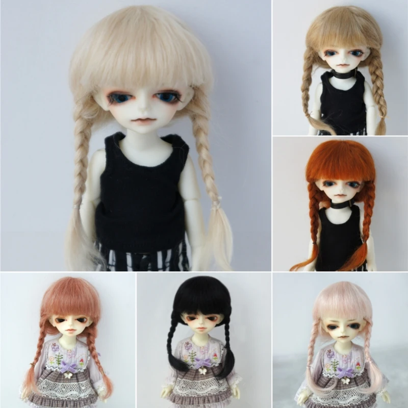 かわいいannaダブルブレイドモヘアドールウィッグ、bjdヘア、イエロー