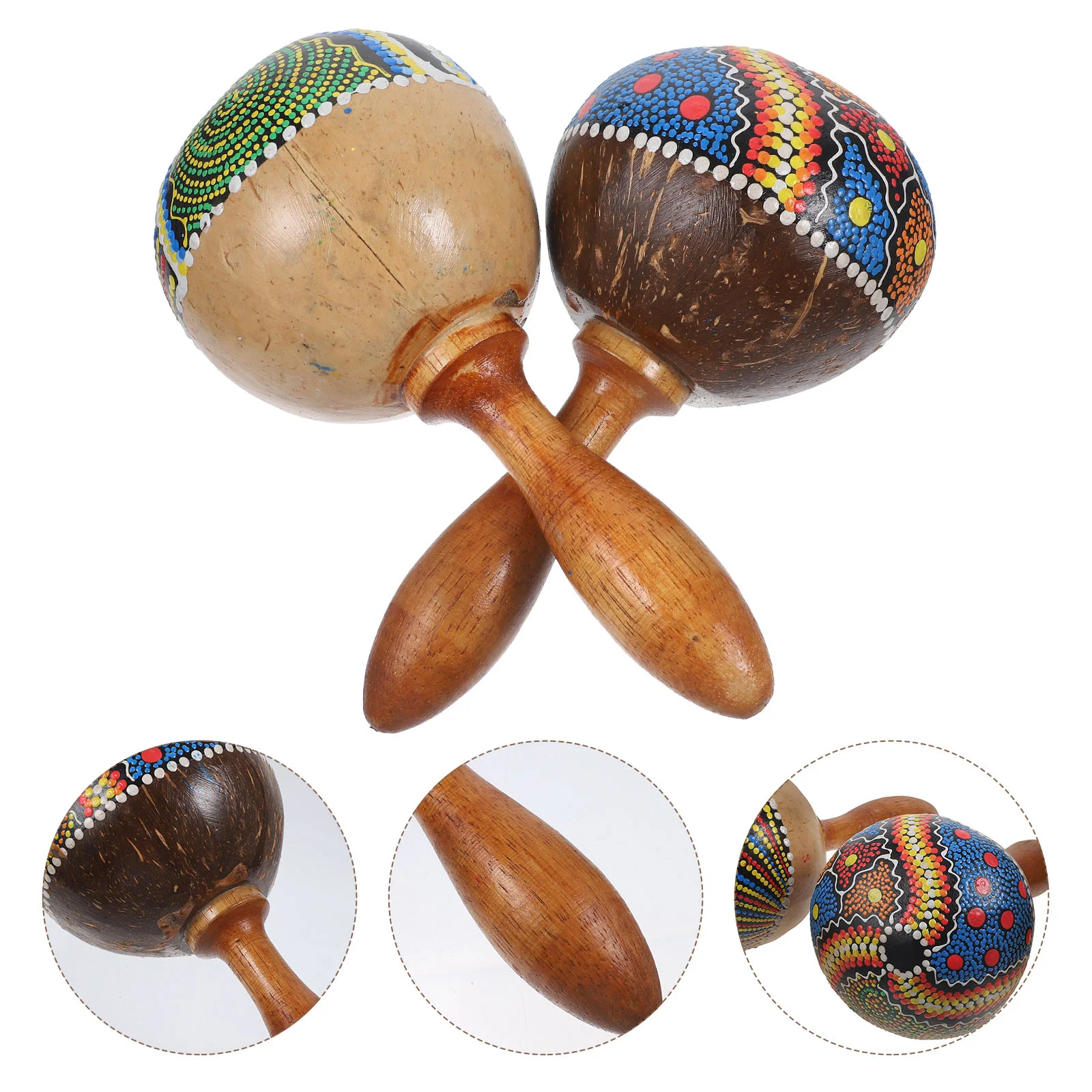 

2 Pcs Children’s Toys Maraca Wooden Fiesta Maracas Birthday Present Kids Noisemakers Percussion Parent-child