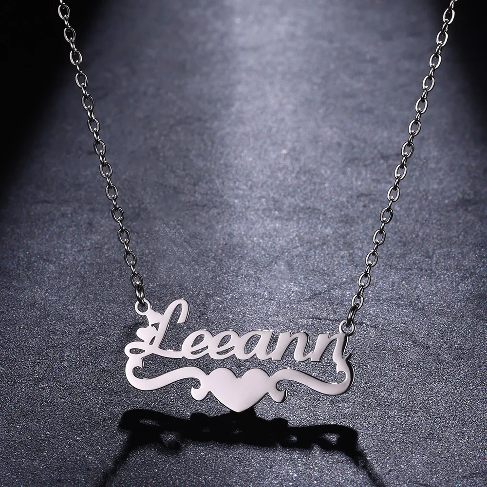 Gepersonaliseerde Hart Naam Ketting Vrouwen Meisje Beste Geschenken Custom Rvs Naamplaatje Choker Kettingen Handgemaakte Sieraden