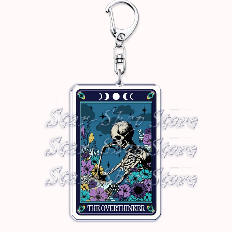 Beliebte Kultur Halloween Tarot Karte Schlüsselanhänger für Zubehör Mond Luna Tod Schlüsselanhänger Schmuck Fans Liebhaber Freunde Leser Geschenke – Detail 10