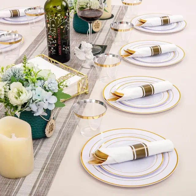 350-Piece Gold Dinnerware Set – Party Collection