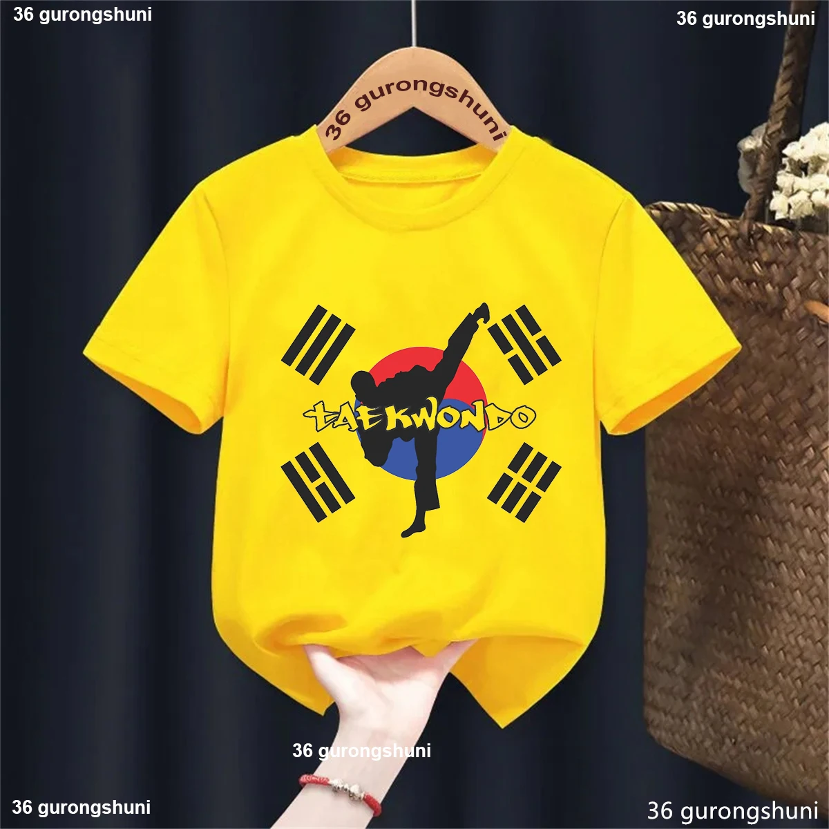Newly Boys Tshirt Taekwondo Fighter Korean Martial Art Kick And Punch Graphic Print T-Shirt Kids Summer Toddler Tshirt Tops 2