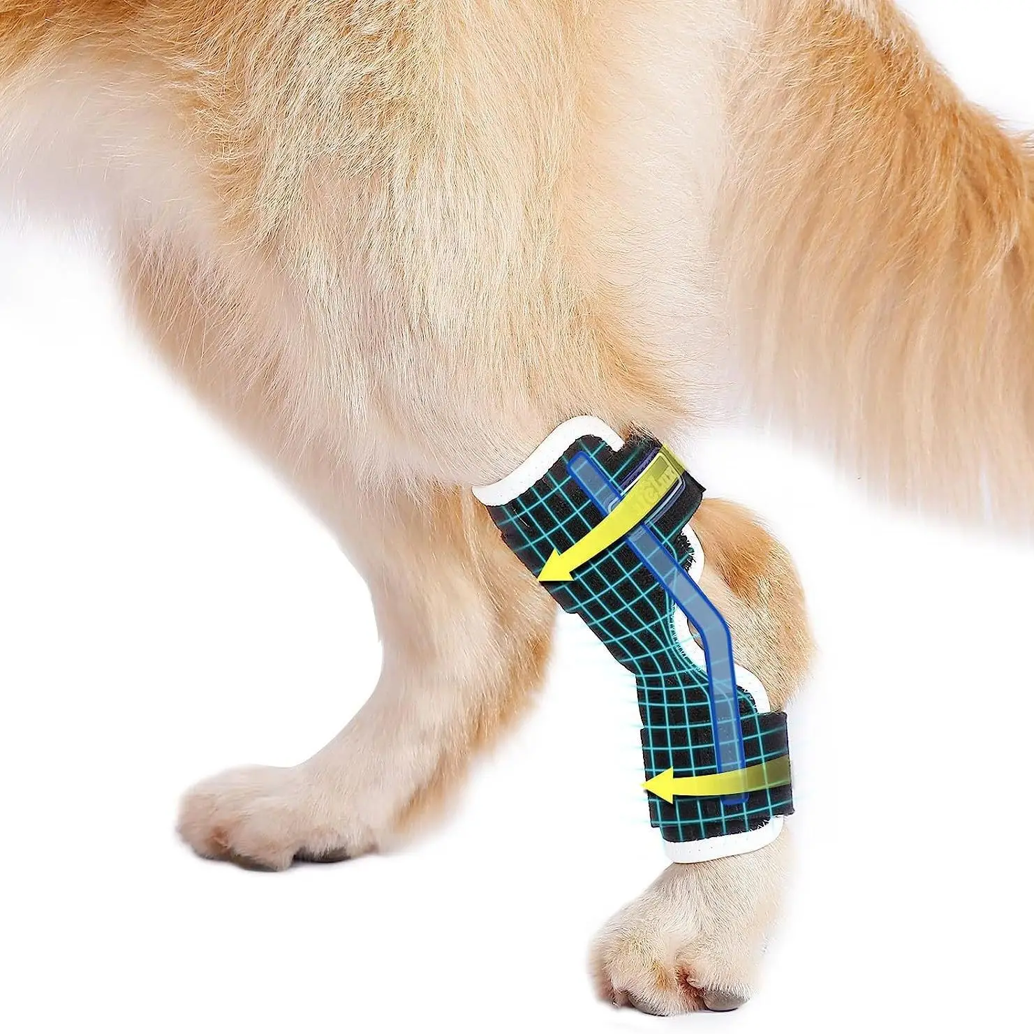 

Knee Pads for Pet Dog, Leg Guards, Universal Leg Support with Angled Aluminium Splints, Metal Spring Inserts, Anti Lick, Anti Sp