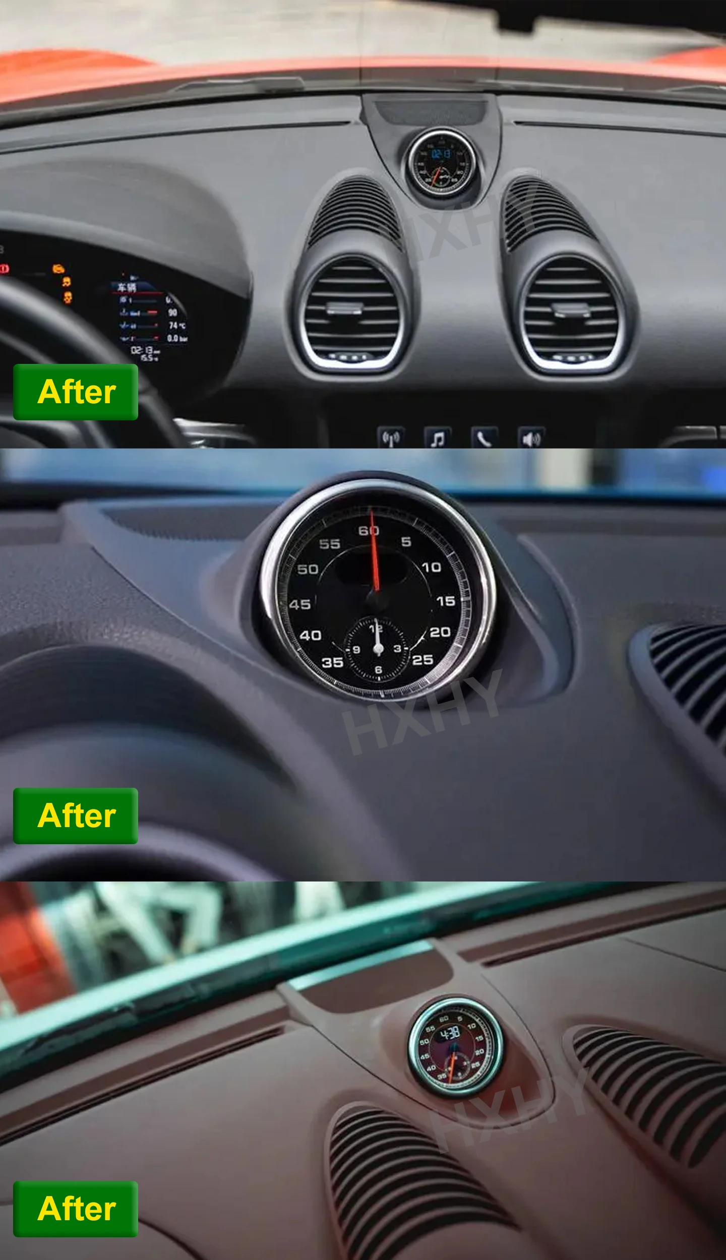 Car Dashboard Stopwatch Decoration Clock Time Support Sport Chrono For Porsche 7