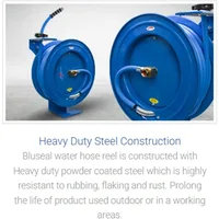 BLUSEAL BSWR5850 Retractable Hose Reel with Hot Water Rubber Hose, Lead-in, 500 PSI, Brass Fittings 1