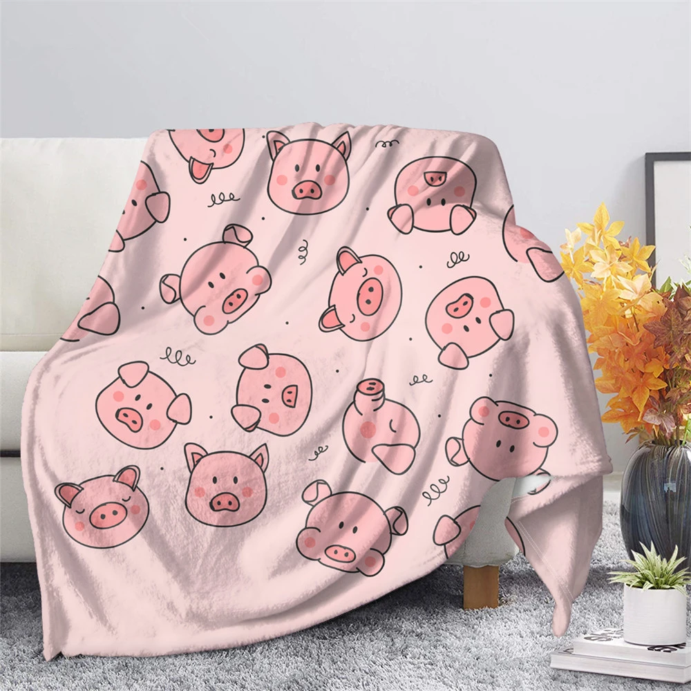 

Cute Pig Pink Fleece Blanket Kawaii Cartoon Warm Throw Blankets Soft Cozy Bedspread on The Bed Sofa Bedding for Adult Kids Girls