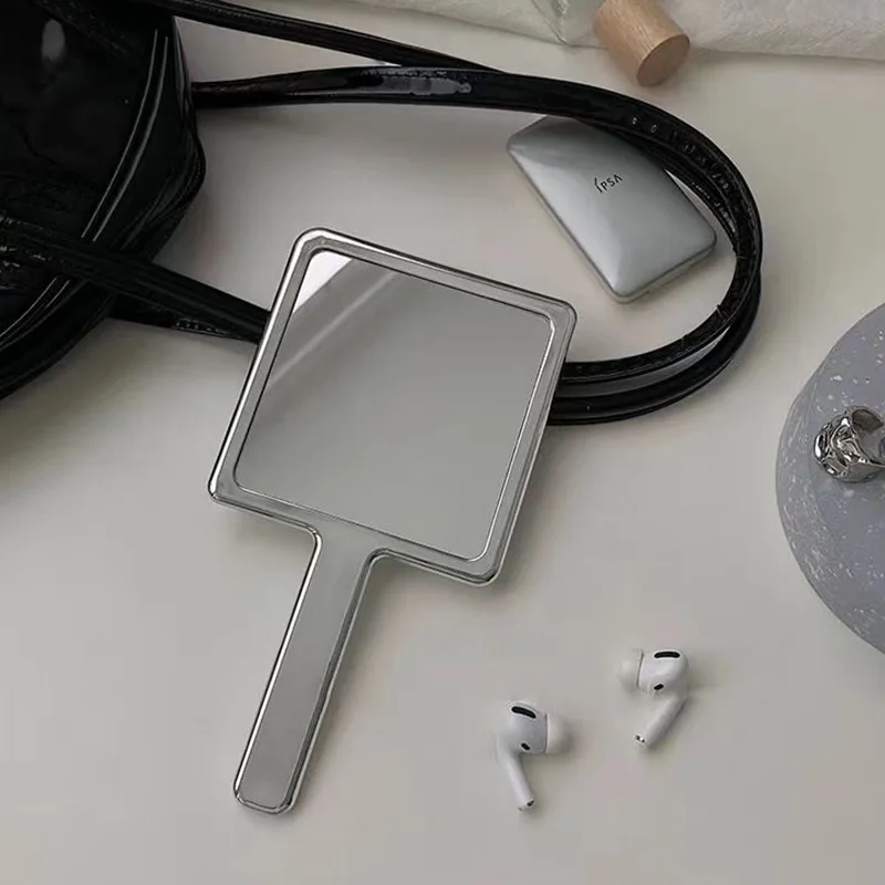 High-quality Hand-held Makeup Mirror Home Retro Ins Wind Mirror Female Portable Hand-held Beauty