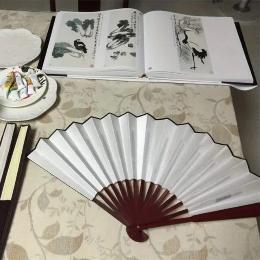 1PC 10 Inch Folding Fan Hand Silk Cloth DIY Chinese Folding Fan Wooden Bamboo Antiquity Fold Fans DIY Calligraphy Painting Decor