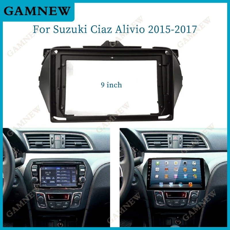 

9-дюймовая Автомобильная рама Double Din для установки DVD GPS Mp5 пластиковая панель Fascia Для 2015-2017 SUZUKI ALIVIO/ CIAZ