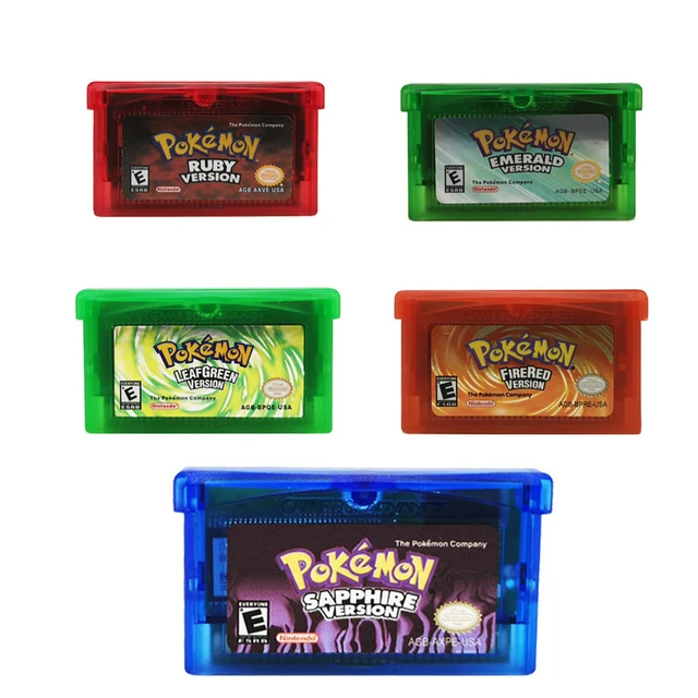 GBA-Pokemon Series 32-bit Video Game Cartucho, Inglês 5 Classic Emerald,  FireRed, LeafGreen, Rubi, Sapphire, Nintendo, Versão dos EUA