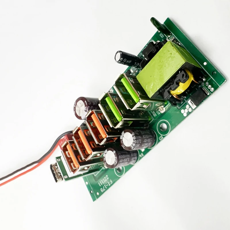 휴대폰 고속 충전 보드 전원 어댑터 모듈, USB + C타입 출력, 5V 2A, 5 포트