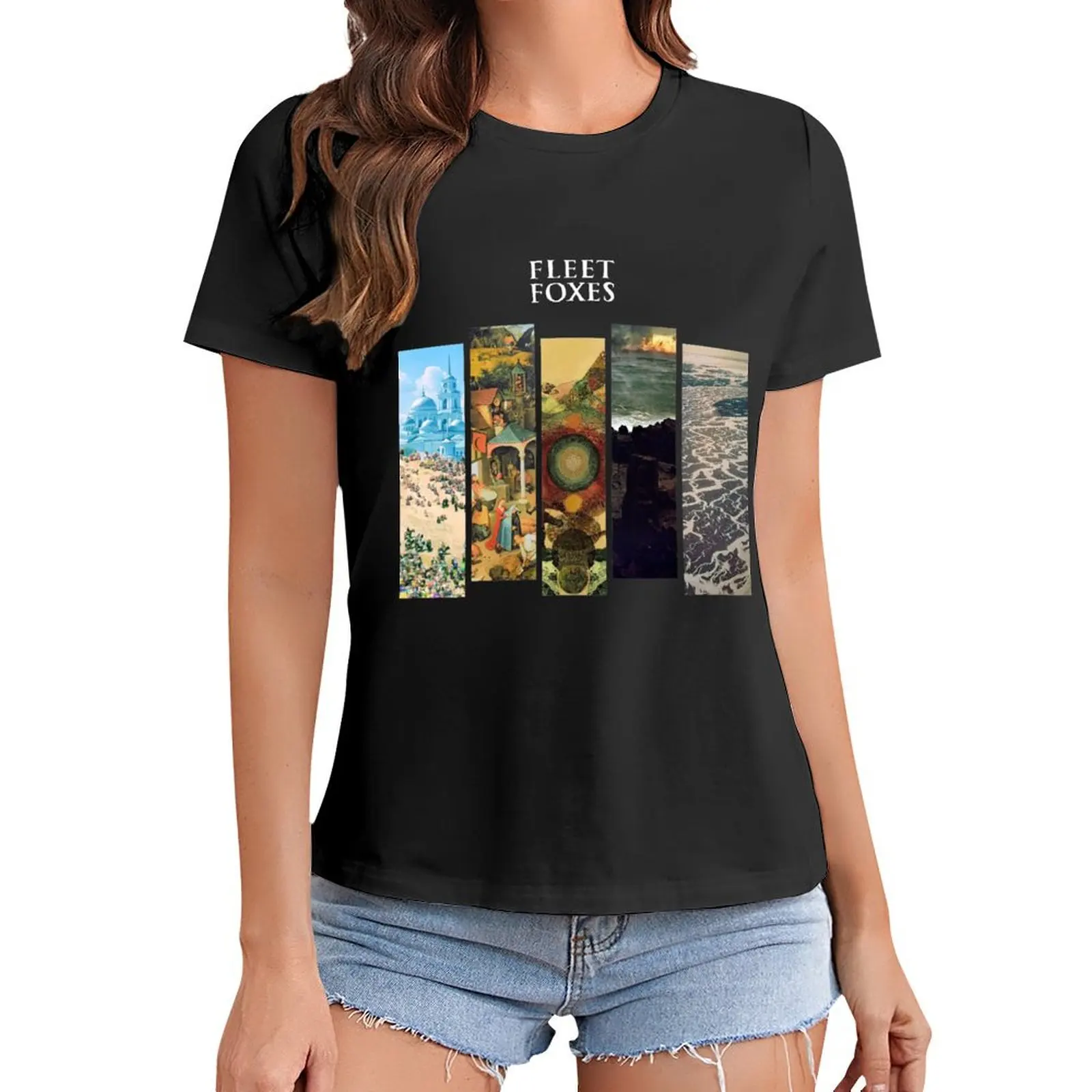 

fleet foxes T-Shirt summer clothes anime Woman fashion