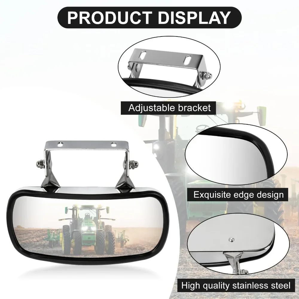 Motorcycle Tractor Convex Mirror ruck Mirror Stainless Steel Rear View Rectangular Side Universal